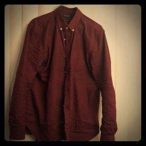 Cotton pinpoint oxford Camden maroon